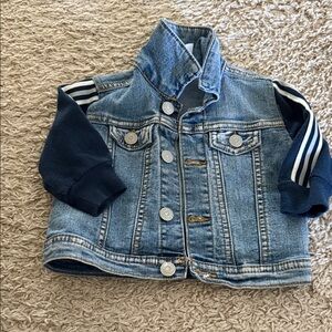 wonder nation Blue Denim Jacket with Navy Knit Sleeves